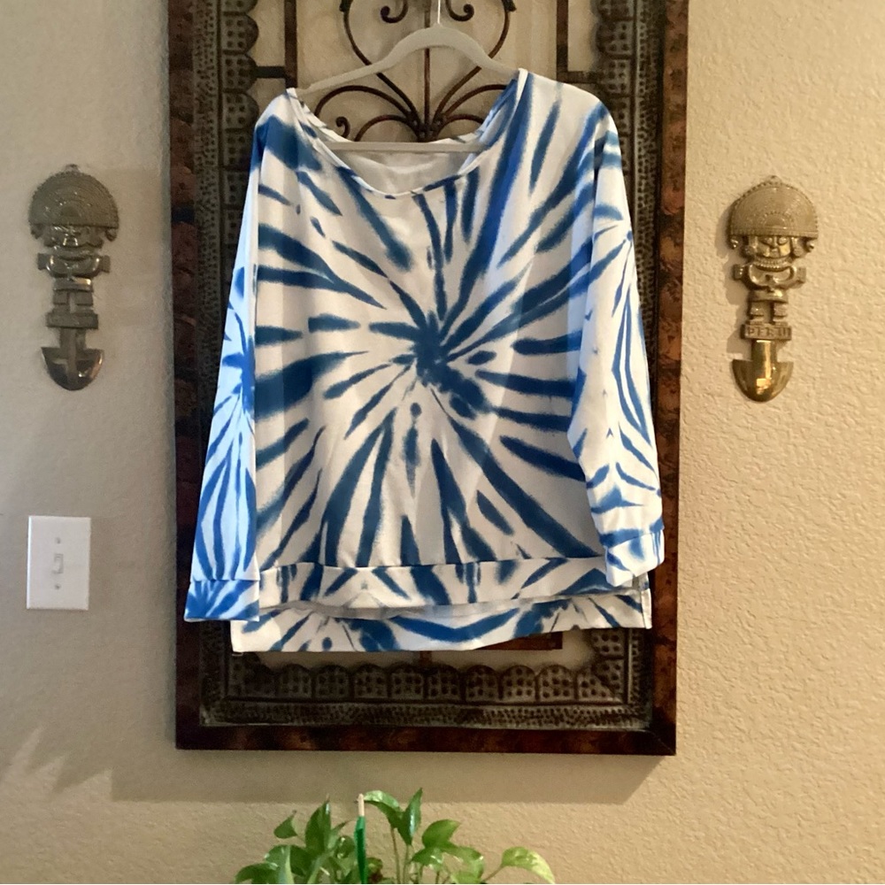 Tie Dye Women’s Long Sleeve Sweatshirt Off Shoulder Casual Loose Pullover Tops